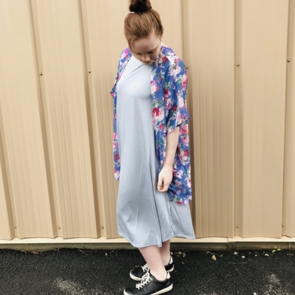 ANNA | midi dress BLUE/GREY